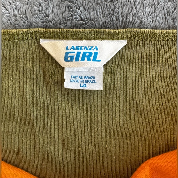Original Y2K La Senza Girl Halter Top - Orange/Olive - Size L fits like a S - Picture 3 of 5